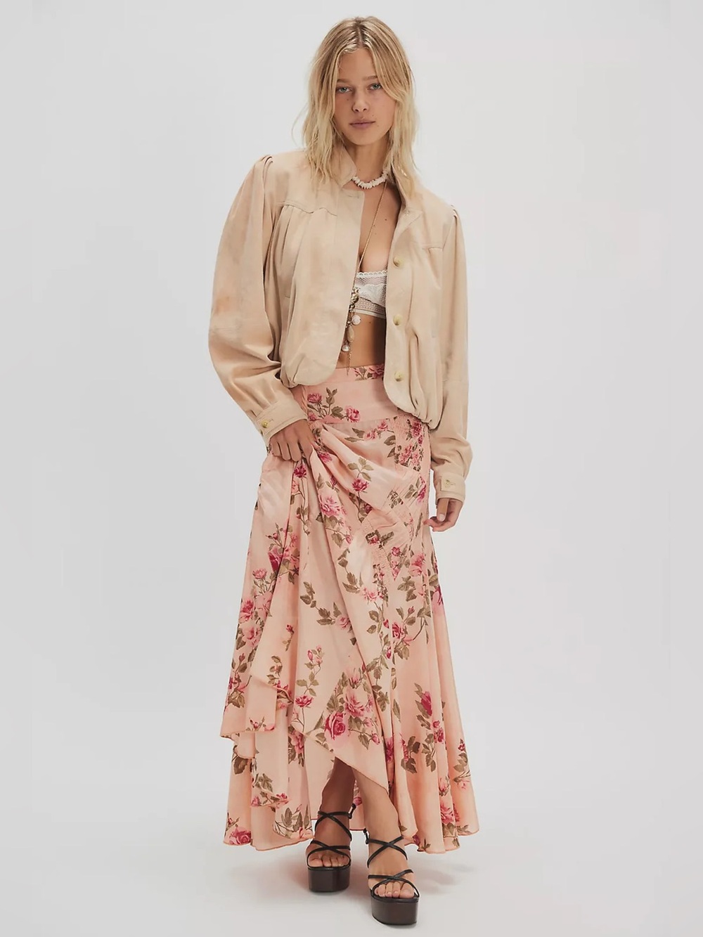 Free People Rowan Skirt Size 10 Mauve Floral NWT